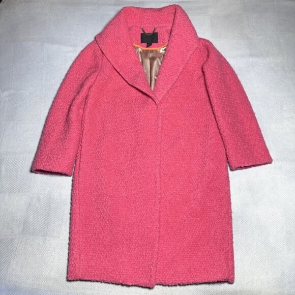 J Crew Pink Wool Boucle Textured Shawl Collar Long Coat Women's Size Small - Picture 1 of 10